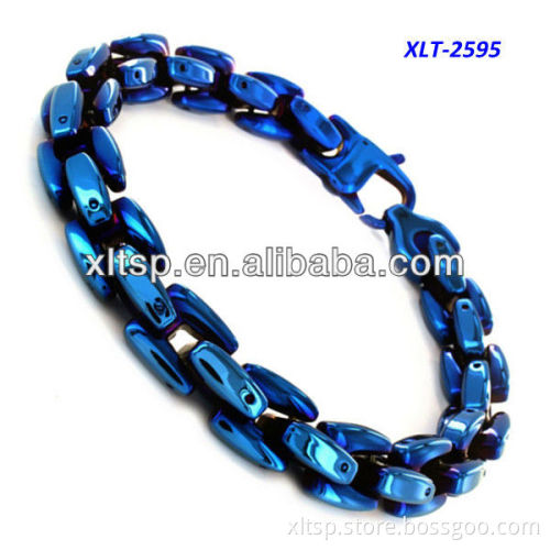 T2595 Blue Scale Link Bracelet in 316L Stainless Steel